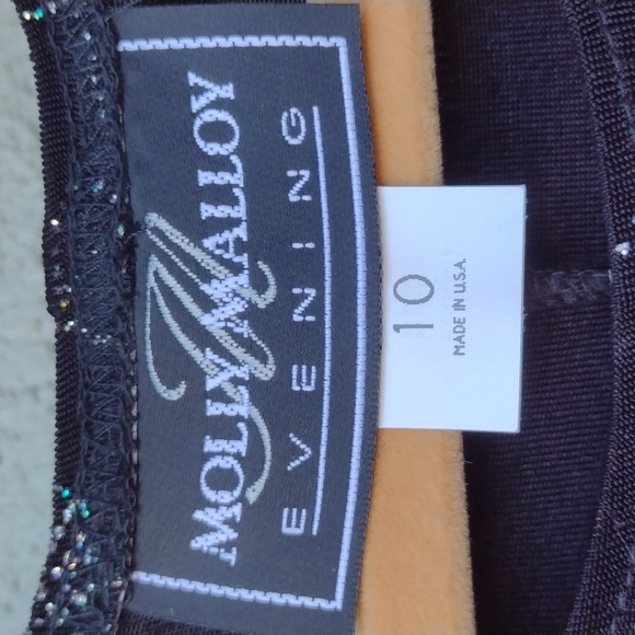 VTG Molly Malloy Black Glittery Cocktail Print Dress 10 - Picture 6 of 9